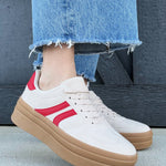 Platform Sneaker In Beige Red - Infinity Raine