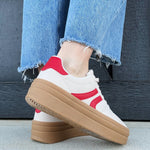 Platform Sneaker In Beige Red - Infinity Raine