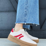 Platform Sneaker In Beige Red - Infinity Raine