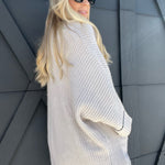 Oversized Knit Cardigan Sweater-Grey - Infinity Raine