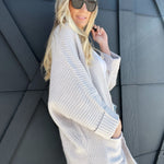 Oversized Knit Cardigan Sweater-Grey - Infinity Raine