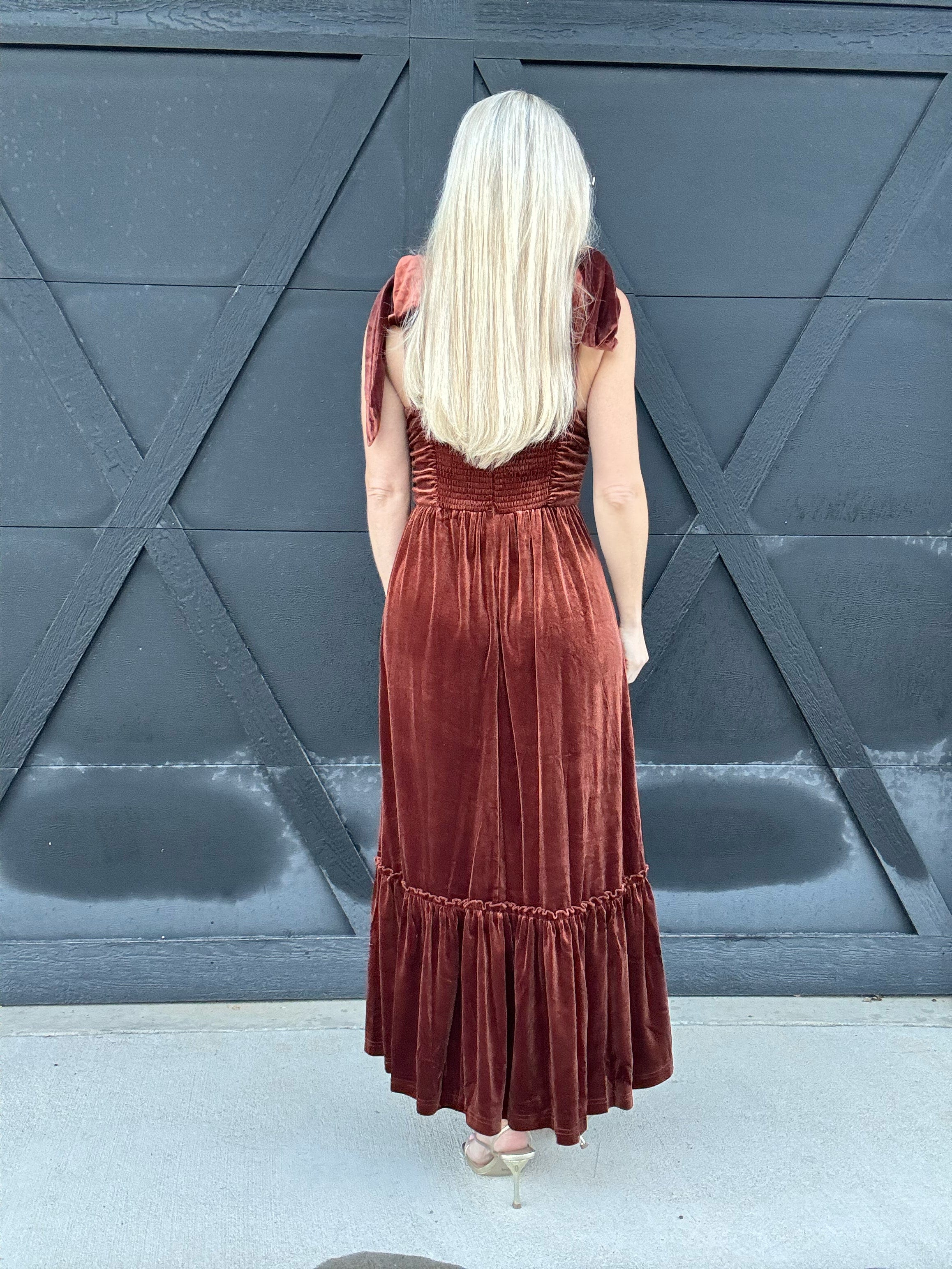 So Me Dresses The Holiday Ribbon Dress In Rust