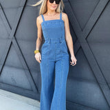 Bell Bottom Jumpsuit In Dark Denim - Infinity Raine