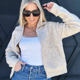 So Me Outerwear - Jackets & Coats Zip Up Knit Sweater Jacket In Oatmeal