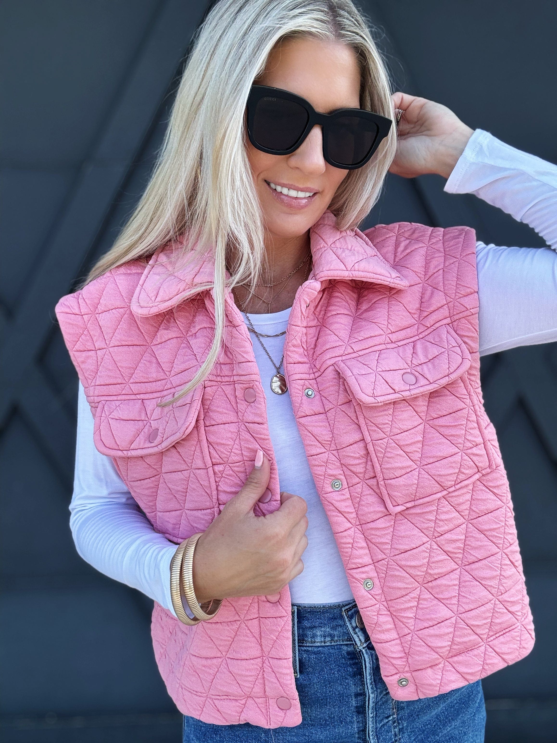 Triangle Quilted Vest In Blush - Infinity Raine