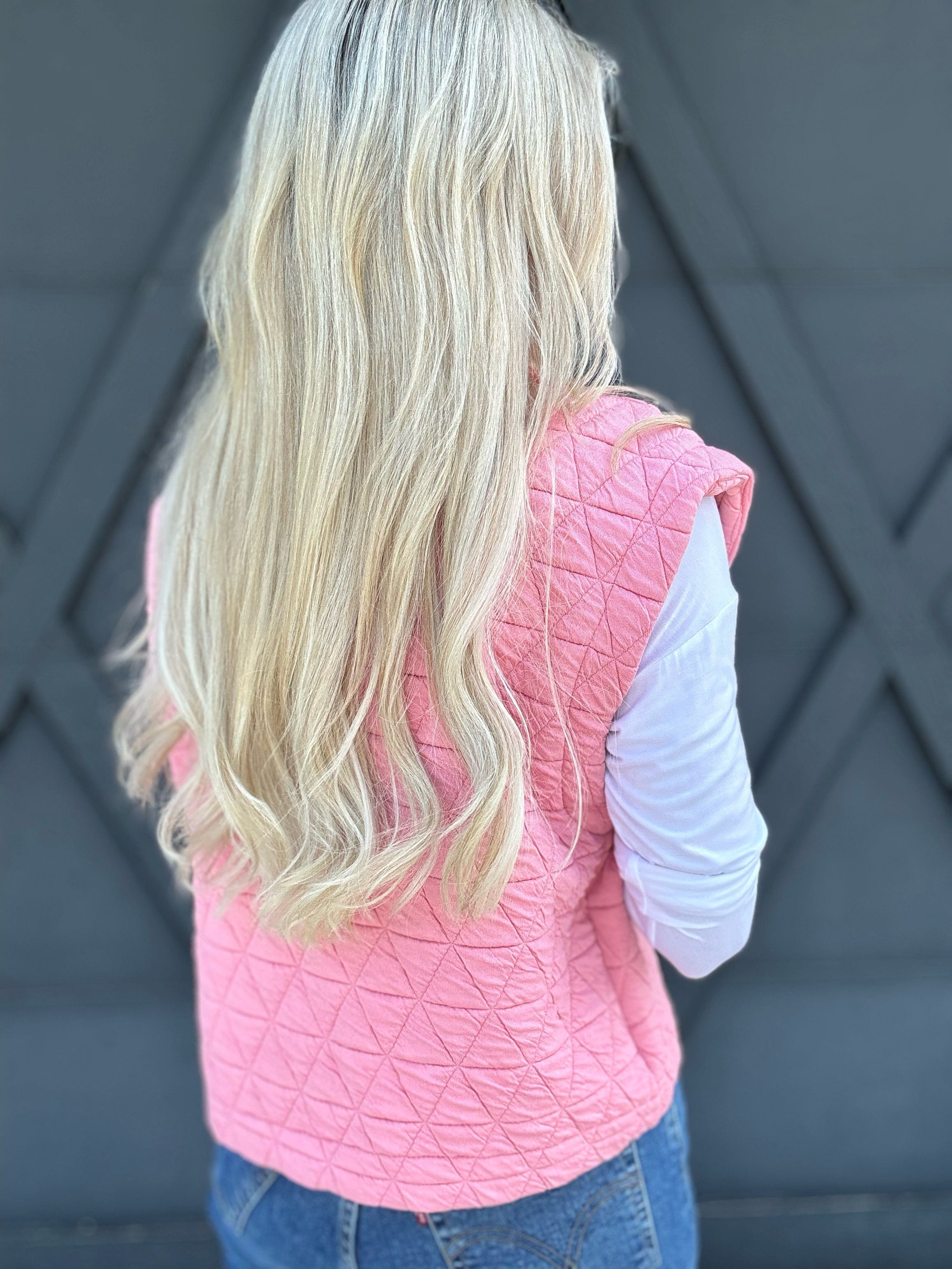 Triangle Quilted Vest In Blush - Infinity Raine