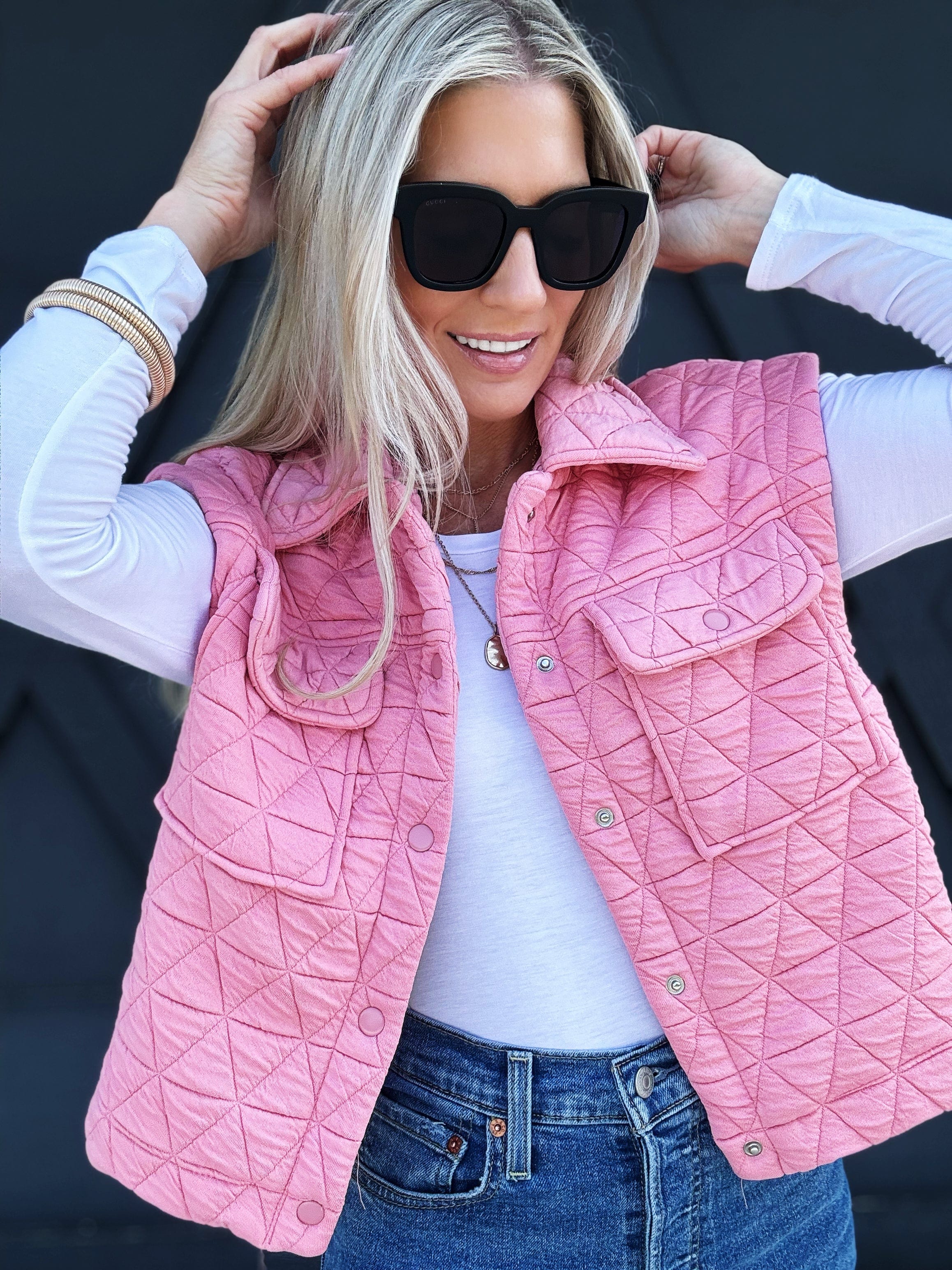 Triangle Quilted Vest In Blush - Infinity Raine