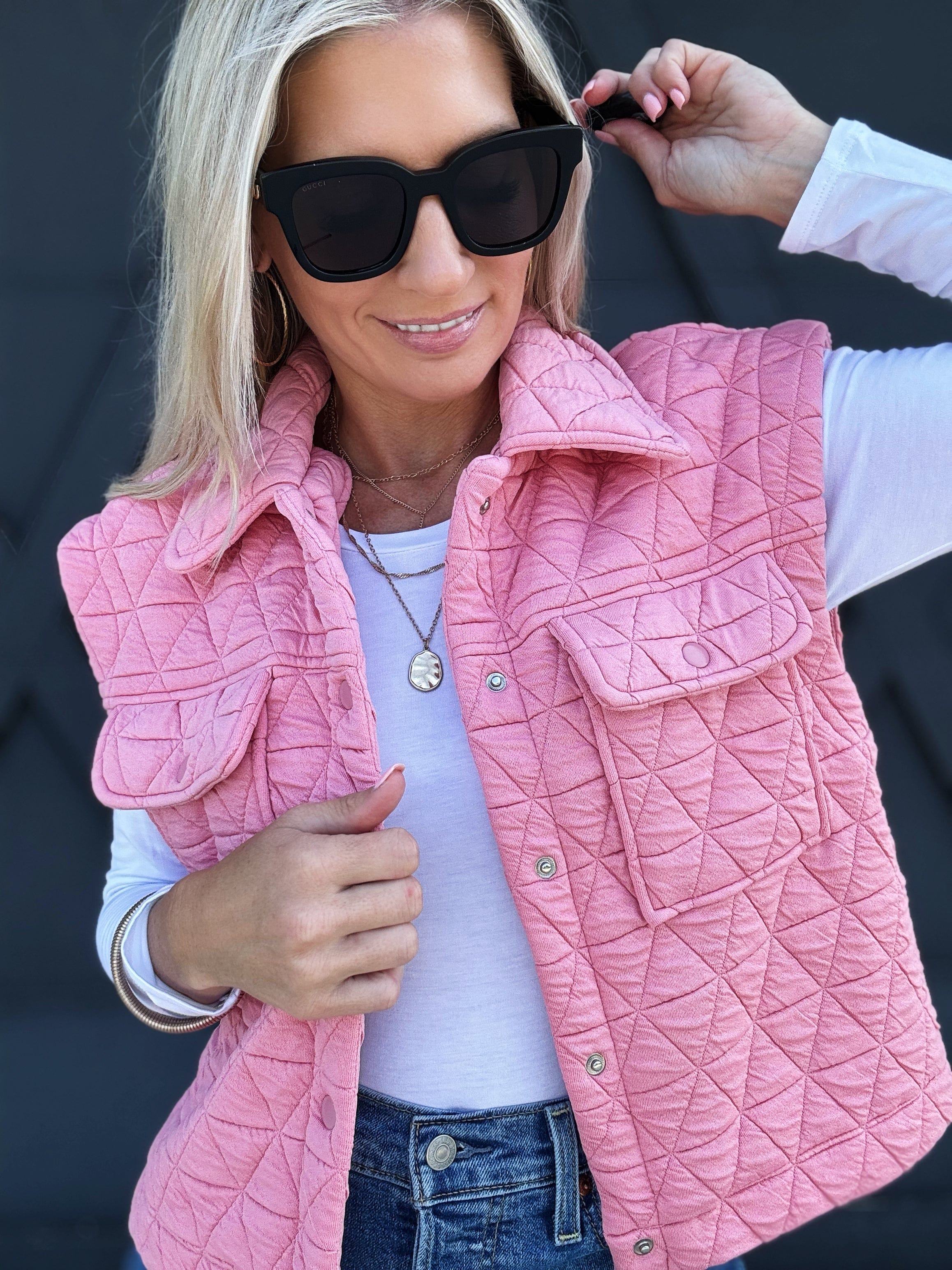 Triangle Quilted Vest In Blush - Infinity Raine