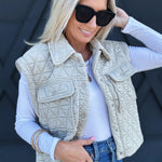 Triangle Quilted Vest In Oatmeal - Infinity Raine