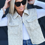 Triangle Quilted Vest In Oatmeal - Infinity Raine