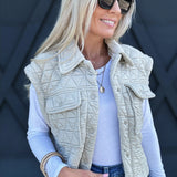 Triangle Quilted Vest In Oatmeal - Infinity Raine