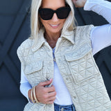 Triangle Quilted Vest In Oatmeal - Infinity Raine