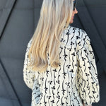 Bow Print Button Up Blouse In Ivory - Infinity Raine