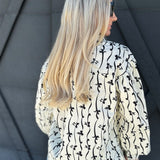 Bow Print Button Up Blouse In Ivory - Infinity Raine