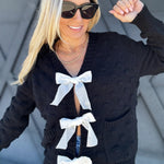 Bow Tie Bubbly Sweater In Black - Infinity Raine