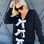 Bow Tie Bubbly Sweater In Black - Infinity Raine