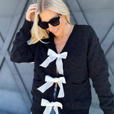 Bow Tie Bubbly Sweater In Black - Infinity Raine