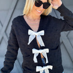 Bow Tie Bubbly Sweater In Black - Infinity Raine