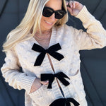 Bow Tie Bubbly Sweater In Oatmeal - Infinity Raine