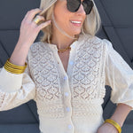 Eyelet Button Front Cardigan - Infinity Raine