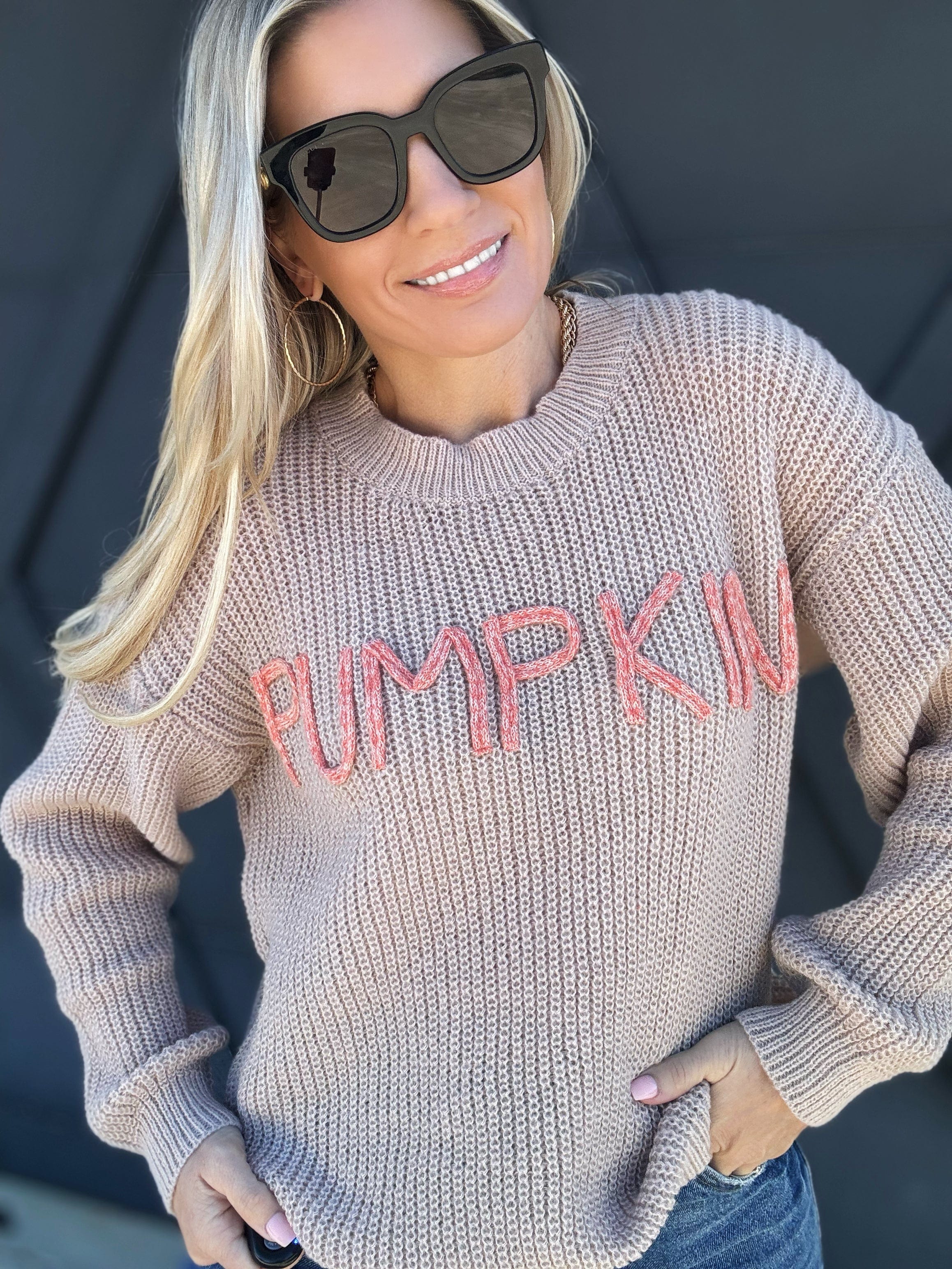 Pumpkin Tinsel Sweater In Taupe - Infinity Raine