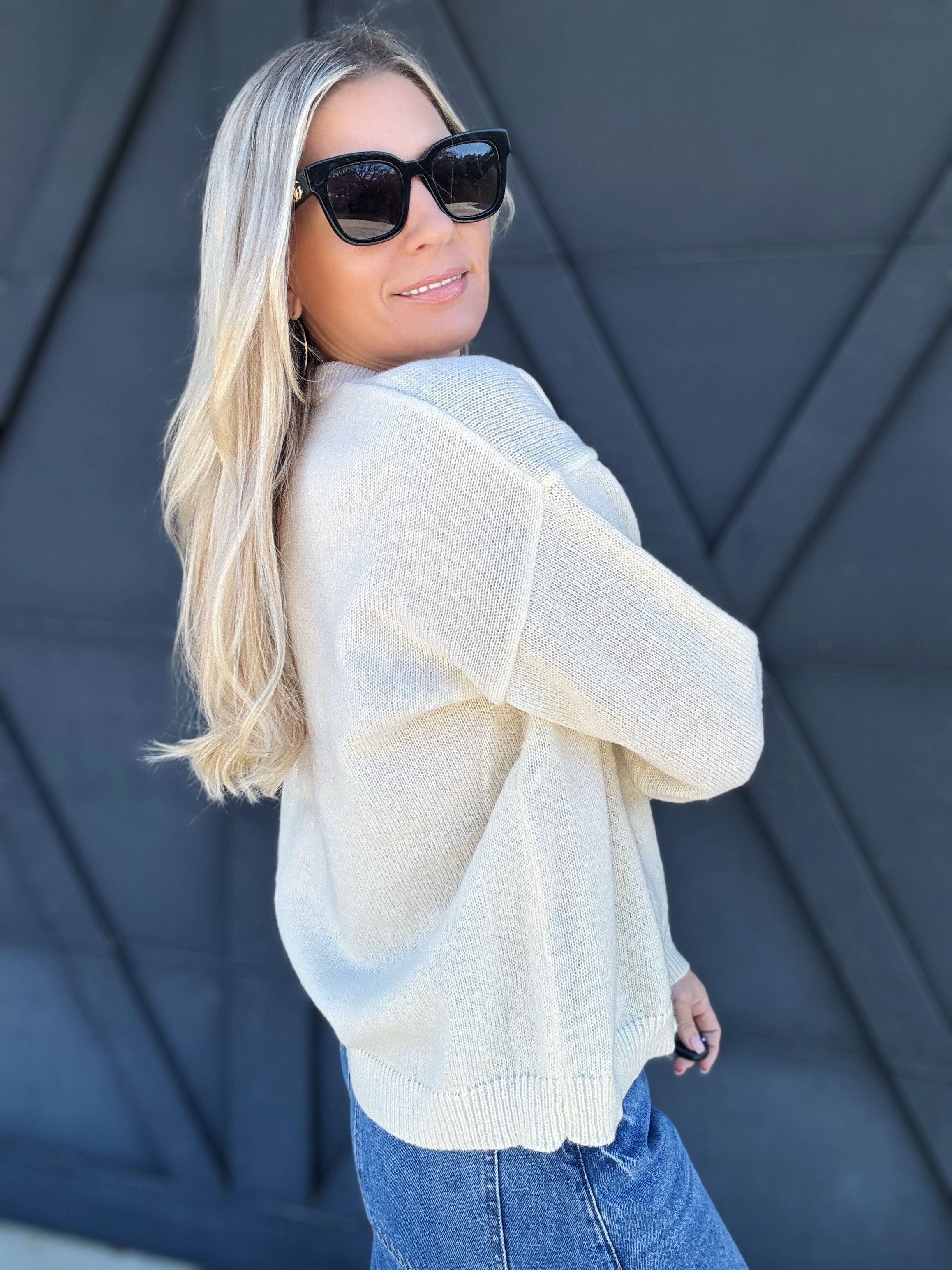 Sequin Merry Christmas Sweater In Ivory - Infinity Raine