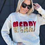 Sequin Merry Christmas Sweater In Ivory - Infinity Raine