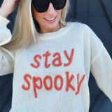 Stay Spooky Halloween Sweater In Oatmeal - Infinity Raine