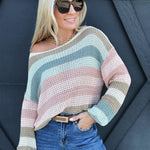 Stripe Loose Fit Sweater In Multi - Infinity Raine