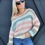 Stripe Loose Fit Sweater In Multi - Infinity Raine