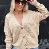 Textured Button Front Cardigan In Oatmeal - Infinity Raine