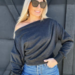 So Me Tops - Sweatshirts Mineral Washed Cropped Sweatshirt In charcoal