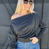 So Me Tops - Sweatshirts Mineral Washed Cropped Sweatshirt In charcoal