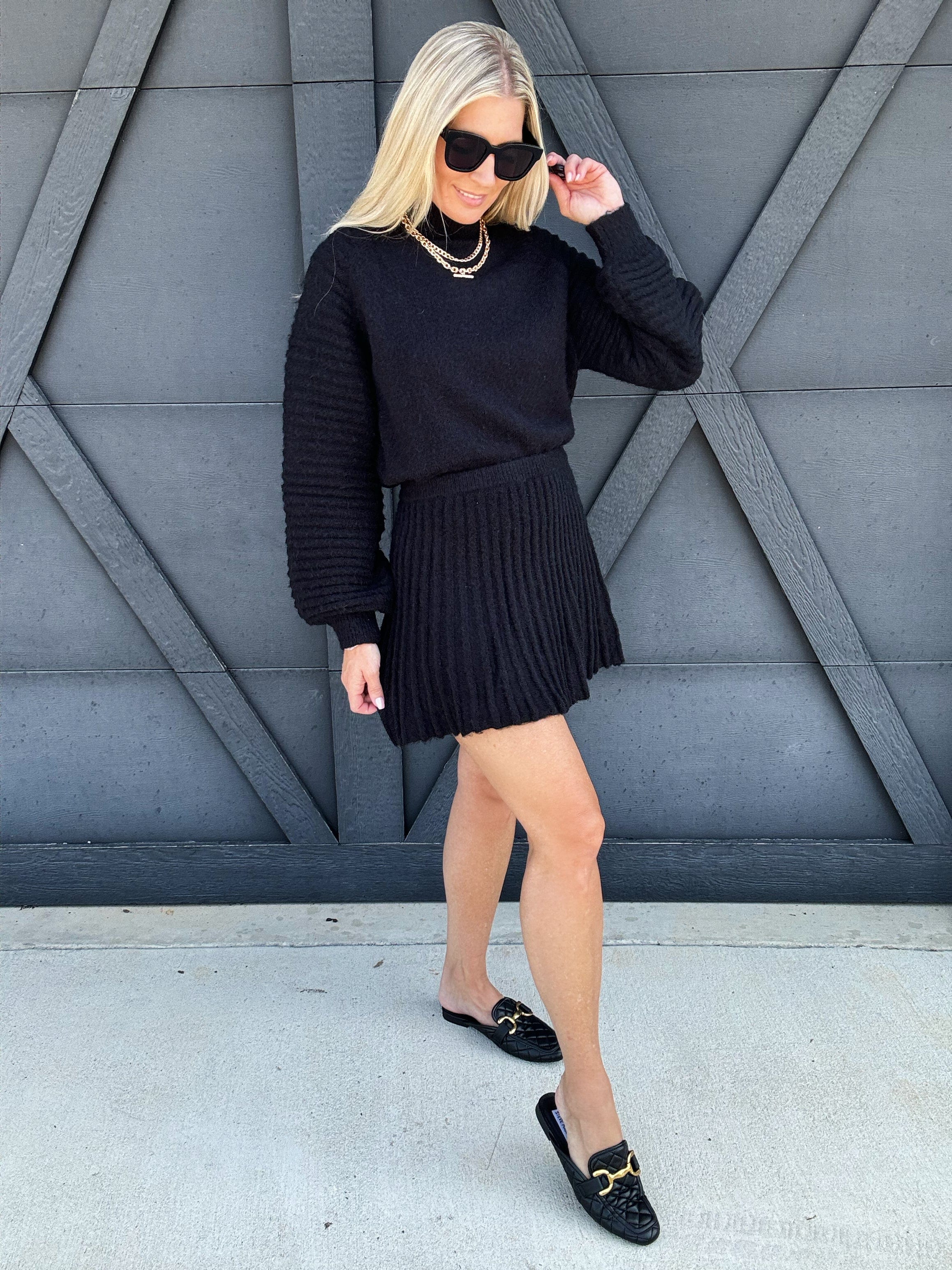 Gabrielle Knit Mini Skirt In Black - Infinity Raine