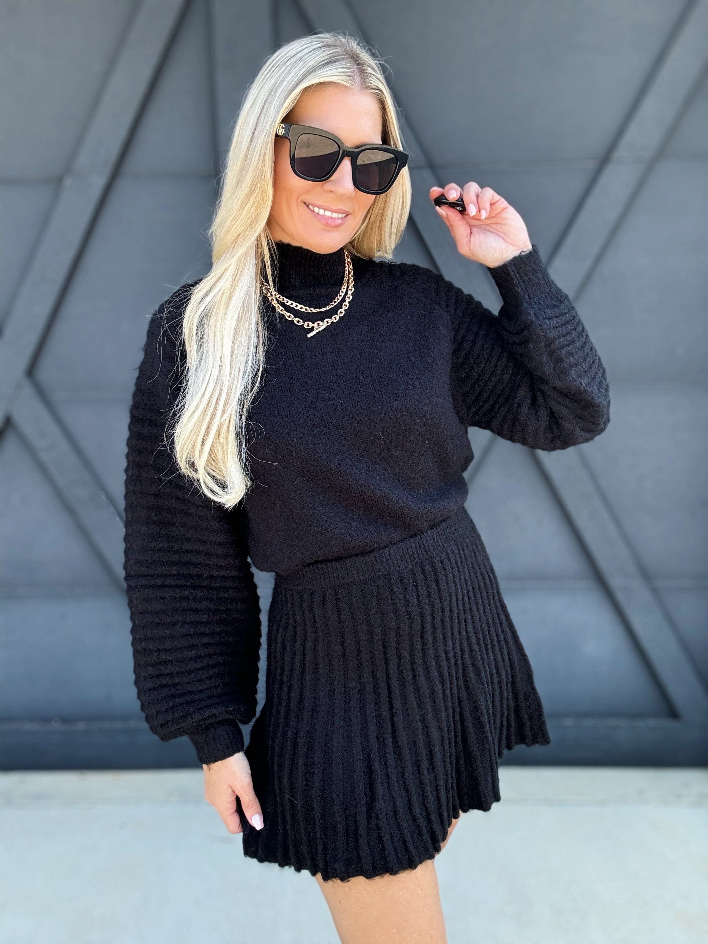 Gabrielle Knit Mini Skirt In Black - Infinity Raine