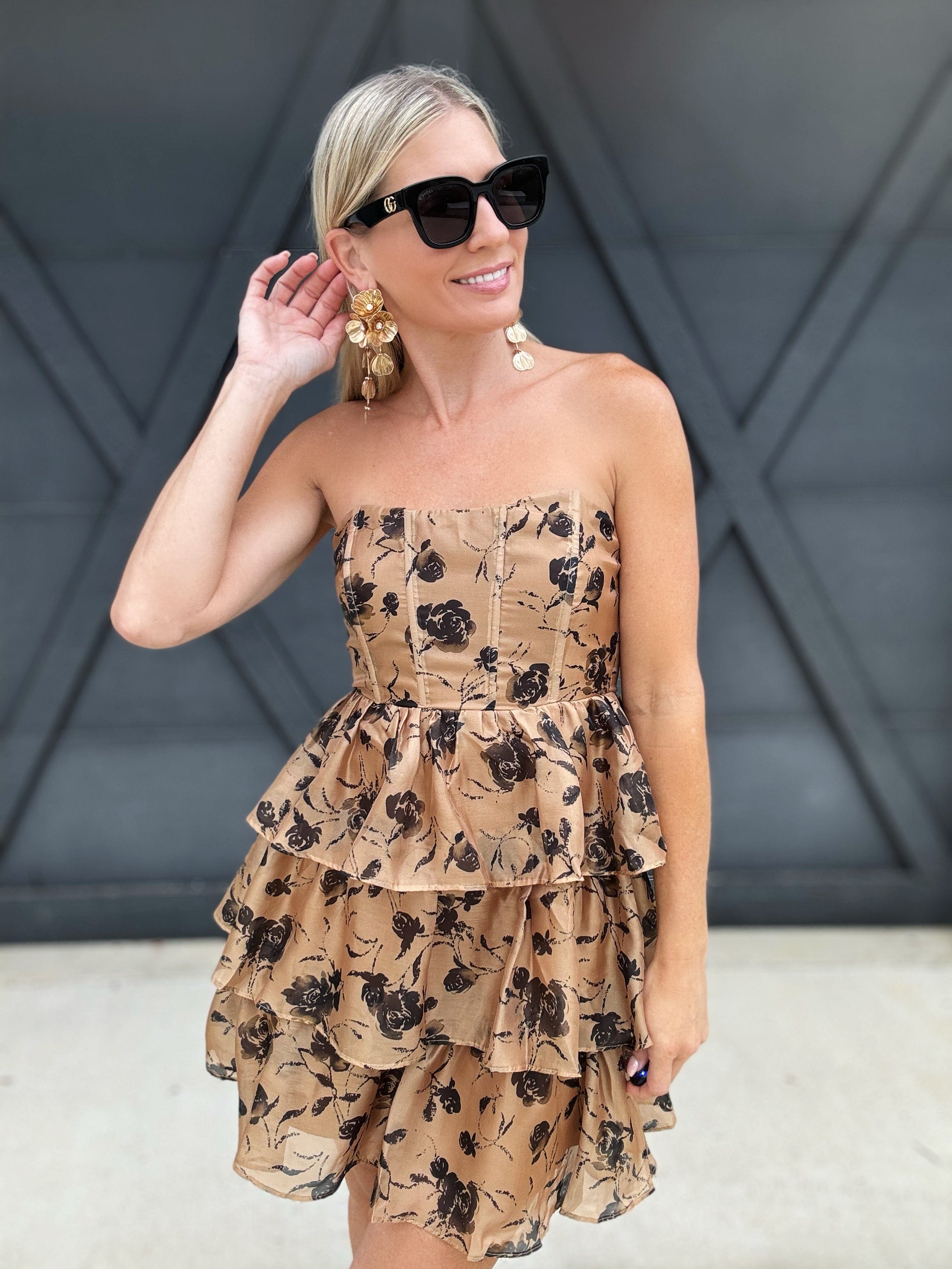 Cara Mini Dress In Camel - Infinity Raine