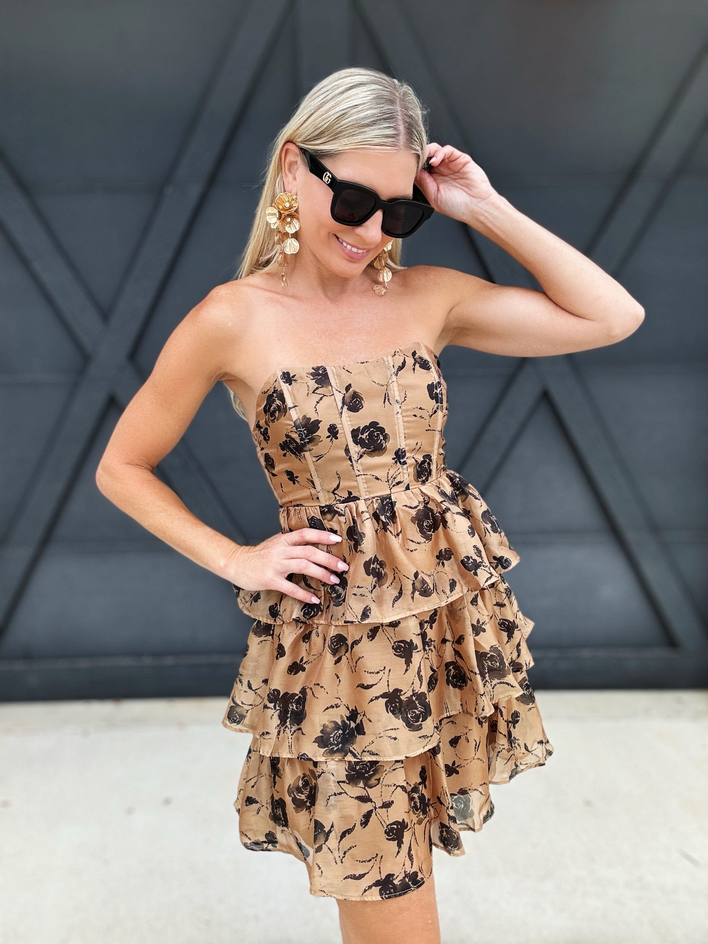 Cara Mini Dress In Camel - Infinity Raine