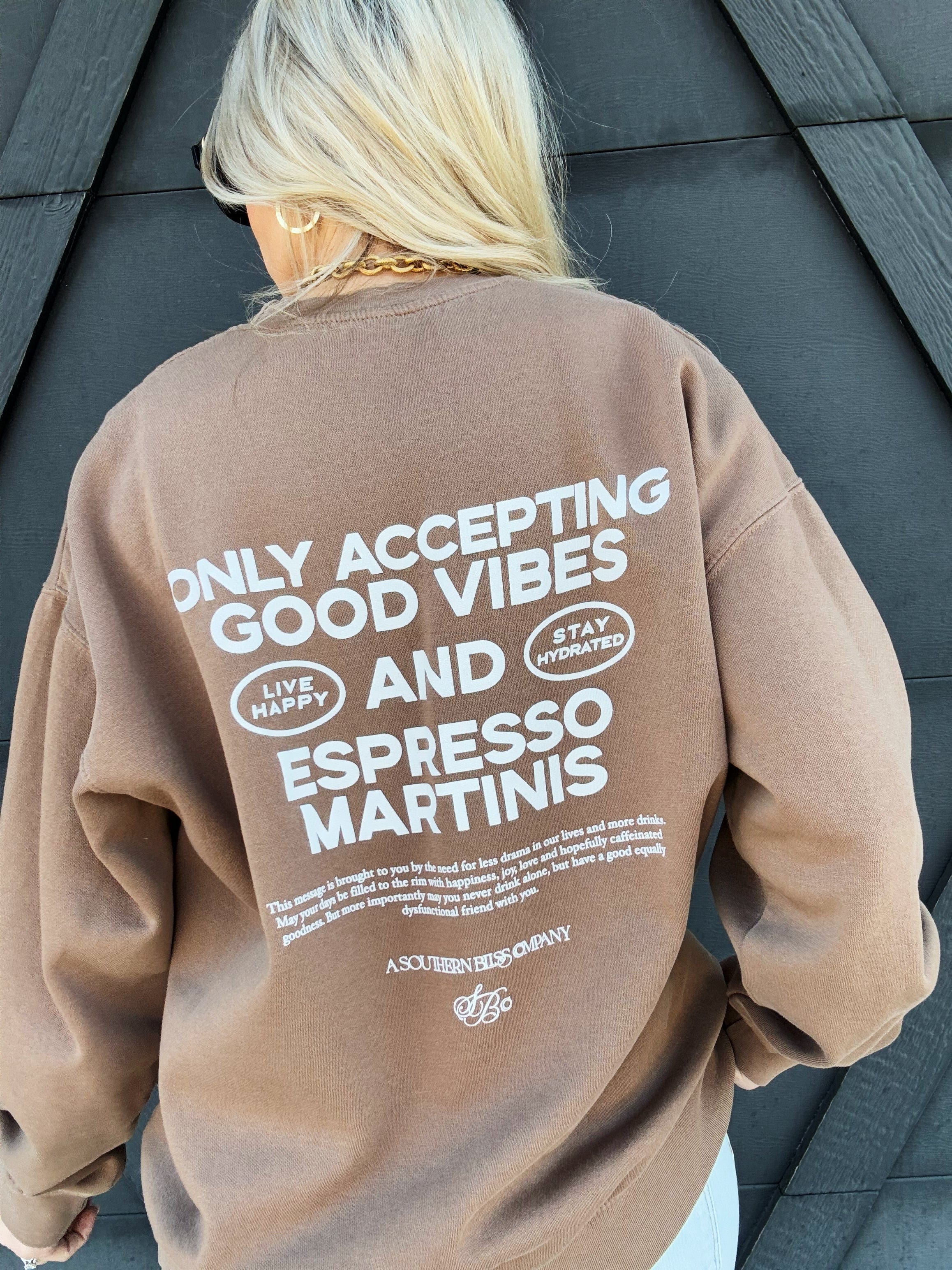 Southern Bliss Company Tops - Sweatshirts Good Vibes Sweatshirt In Coffee