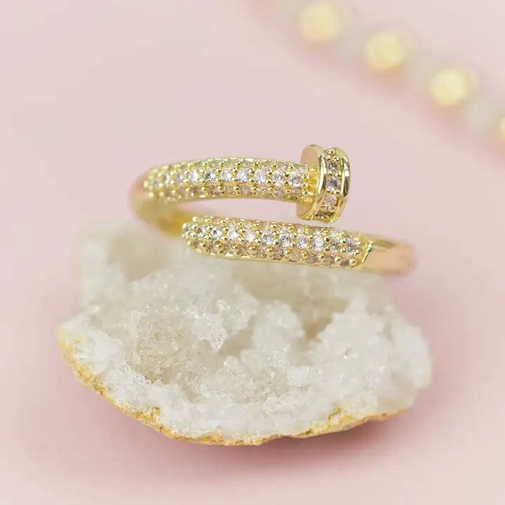 Adjustable Pave Nail Ring In Gold - Infinity Raine