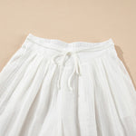 Casual Pleated Wide Leg Pants In White - Infinity Raine