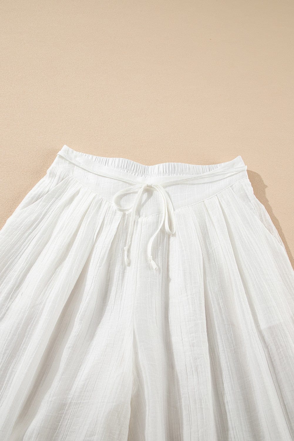 Casual Pleated Wide Leg Pants In White - Infinity Raine