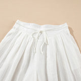 Casual Pleated Wide Leg Pants In White - Infinity Raine