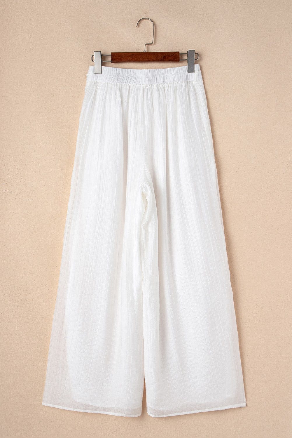 Casual Pleated Wide Leg Pants In White - Infinity Raine