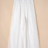 Casual Pleated Wide Leg Pants In White - Infinity Raine