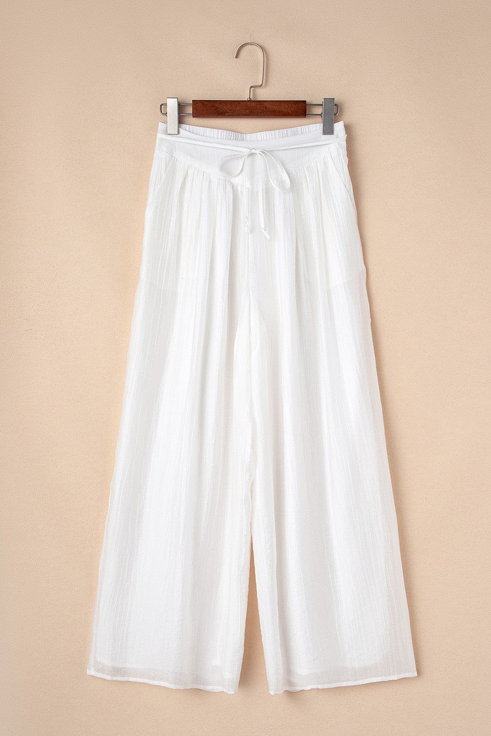 Casual Pleated Wide Leg Pants In White - Infinity Raine