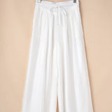 Casual Pleated Wide Leg Pants In White - Infinity Raine