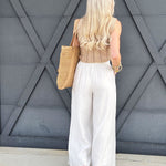 Sweet Lover Fashion Bottoms - Pants Casual Pleated Wide Leg Pants In White