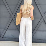 Sweet Lover Fashion Bottoms - Pants Casual Pleated Wide Leg Pants In White