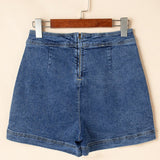 Faux Wrap Mini Skort In Denim - Infinity Raine