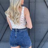 Faux Wrap Mini Skort In Denim - Infinity Raine